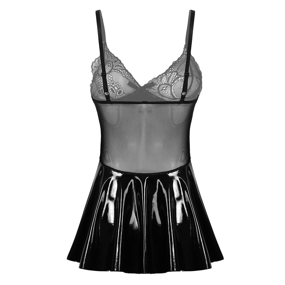 Erotic Leather Babydoll Dress