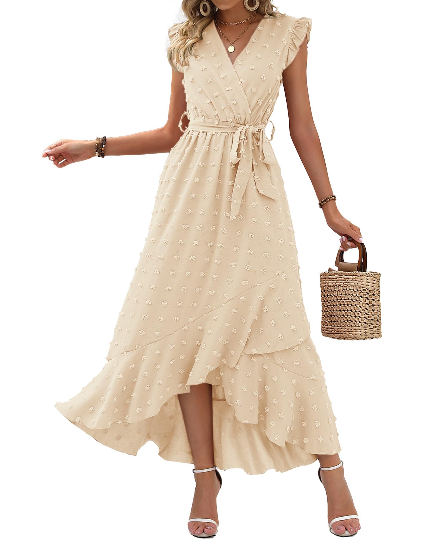 BTFBM Boho Dresses for Women 2026 Spring Fashion Cap Sleeve Swiss Dot Flowy Ruffle Beach Wedding Cocktail Maxi Dress * #sponsored
