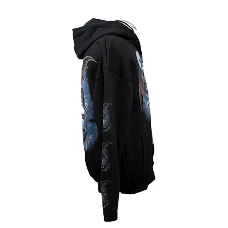 J&L Imports Men's Moon and Dragon Zip-Up Hoodie