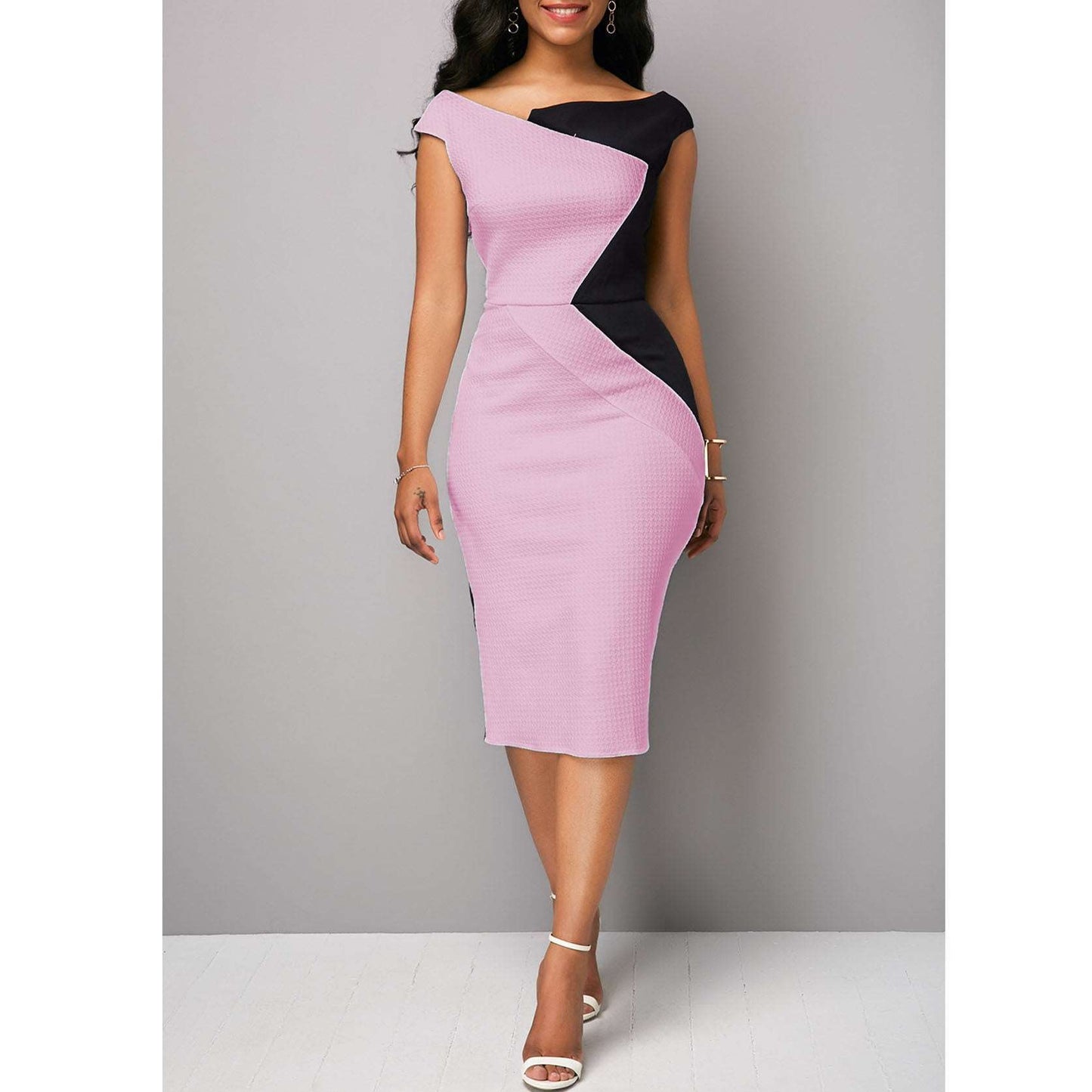 Europe and the United States large size collision stitching stretch knit professional commuter bag hip dress cross-border women's loading source