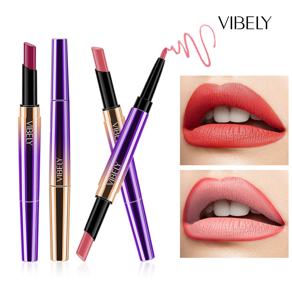 VIBELY double-headed plunge red pen lip line automatic rotating lip pen