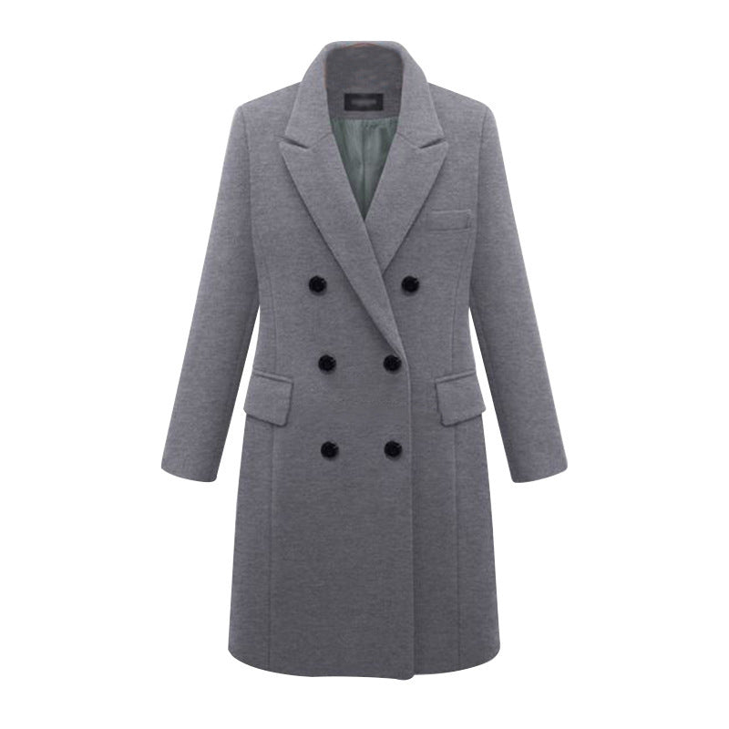 Large size windbreaker female long woolen women's wool coat autumn