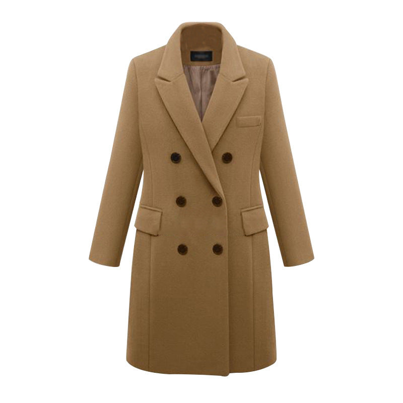 Large size windbreaker female long woolen women's wool coat autumn