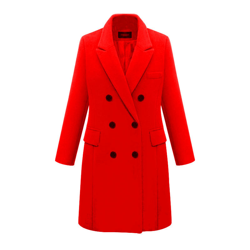Large size windbreaker female long woolen women's wool coat autumn