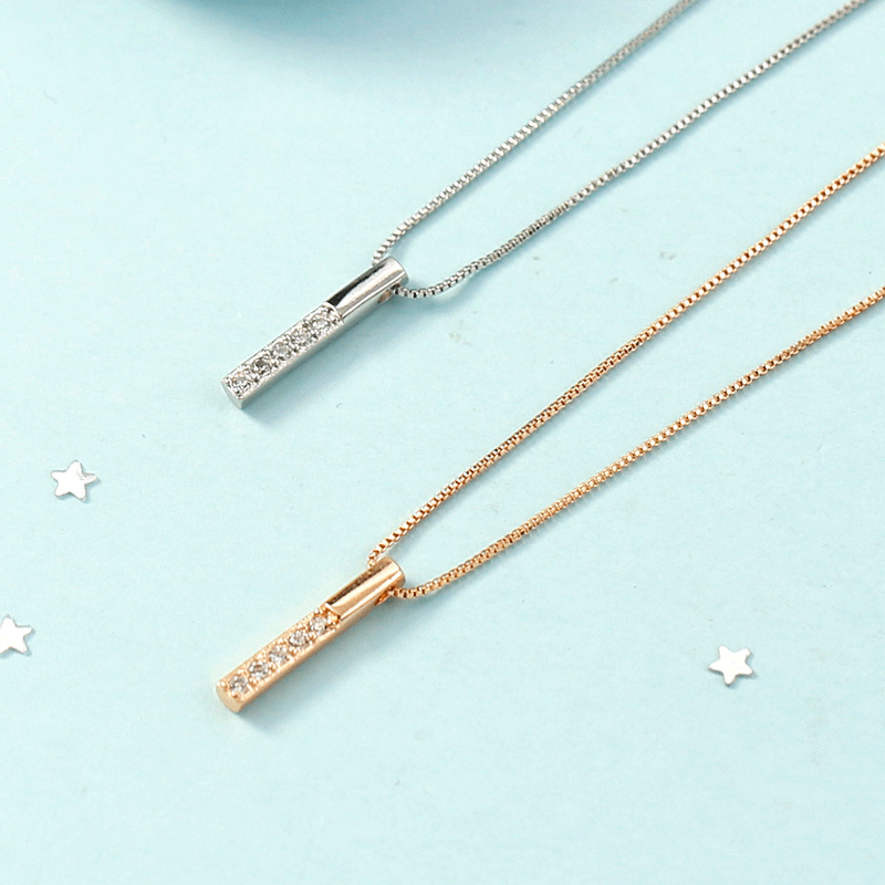 Small long square diamond necklace female snake bone chain clavicle chain