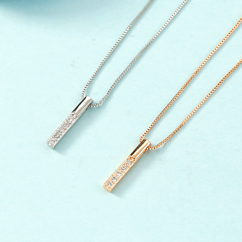 Small long square diamond necklace female snake bone chain clavicle chain