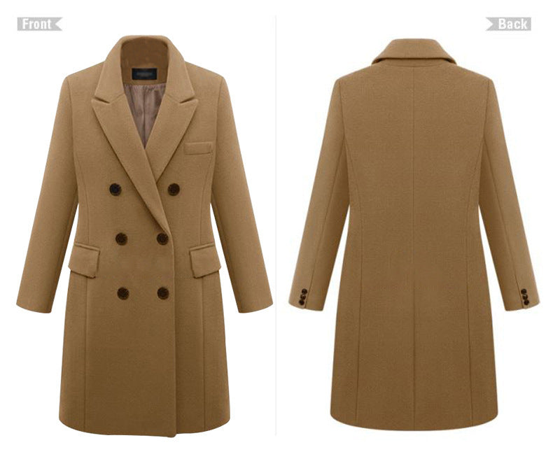 Large size windbreaker female long woolen women's wool coat autumn
