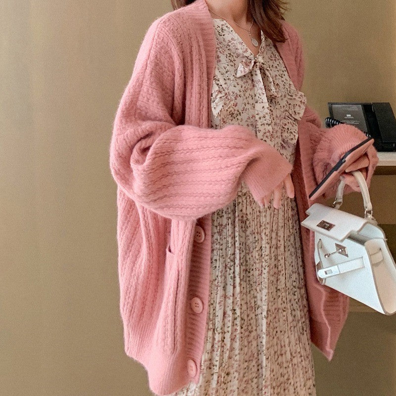 Knit sweater jacket female cardigan loose lazy spring and autumn new