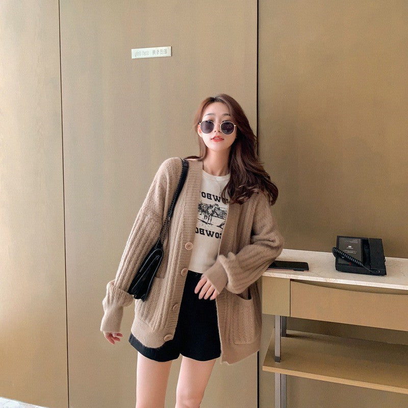 Knit sweater jacket female cardigan loose lazy spring and autumn new