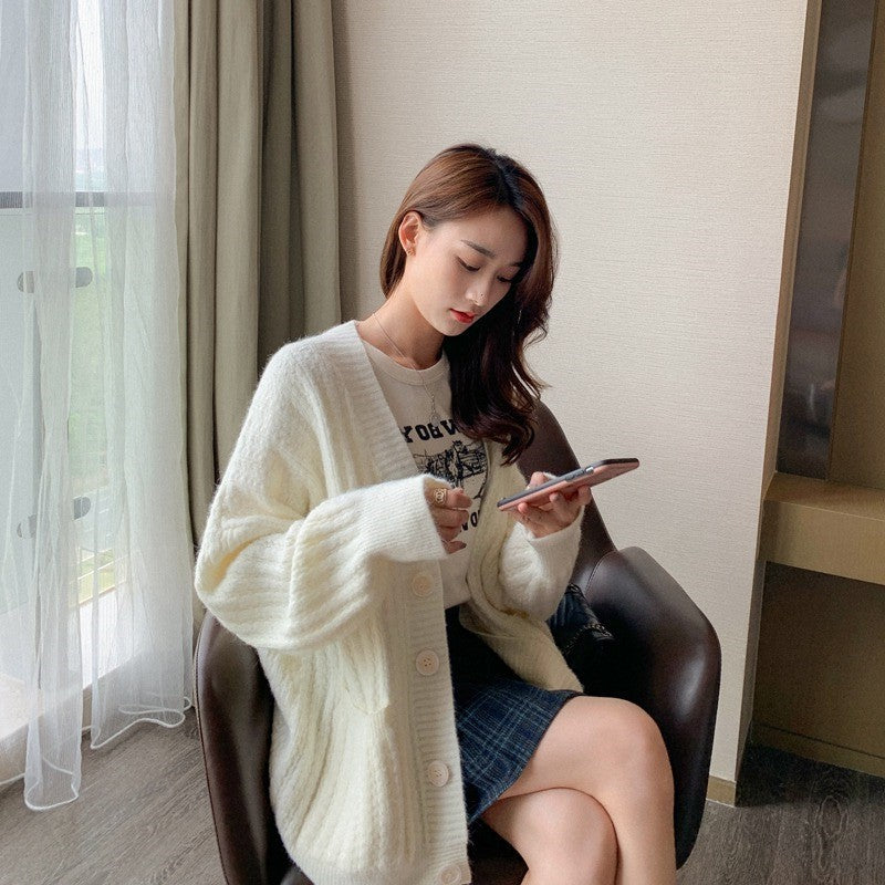 Knit sweater jacket female cardigan loose lazy spring and autumn new