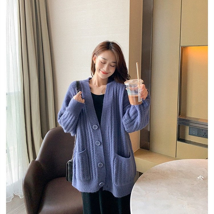 Knit sweater jacket female cardigan loose lazy spring and autumn new