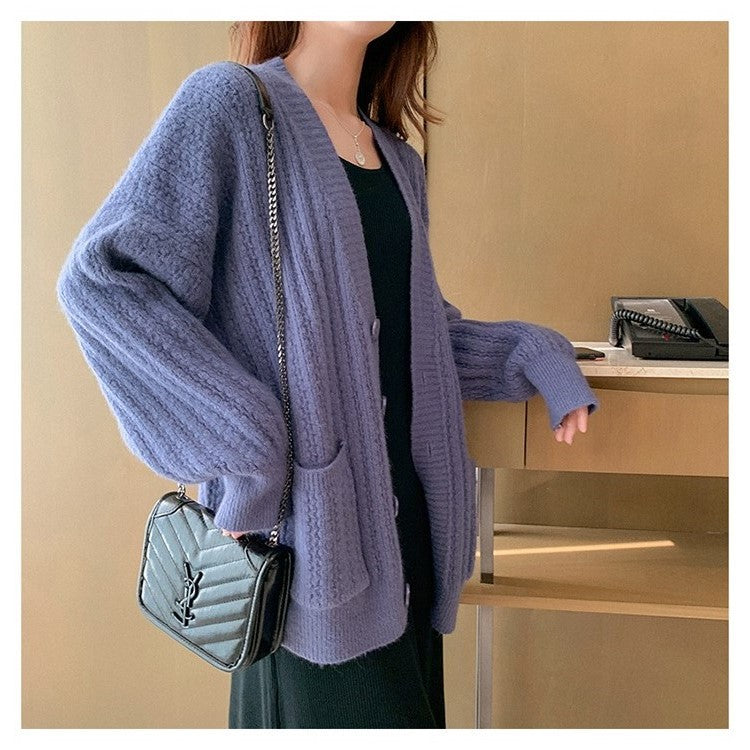 Knit sweater jacket female cardigan loose lazy spring and autumn new