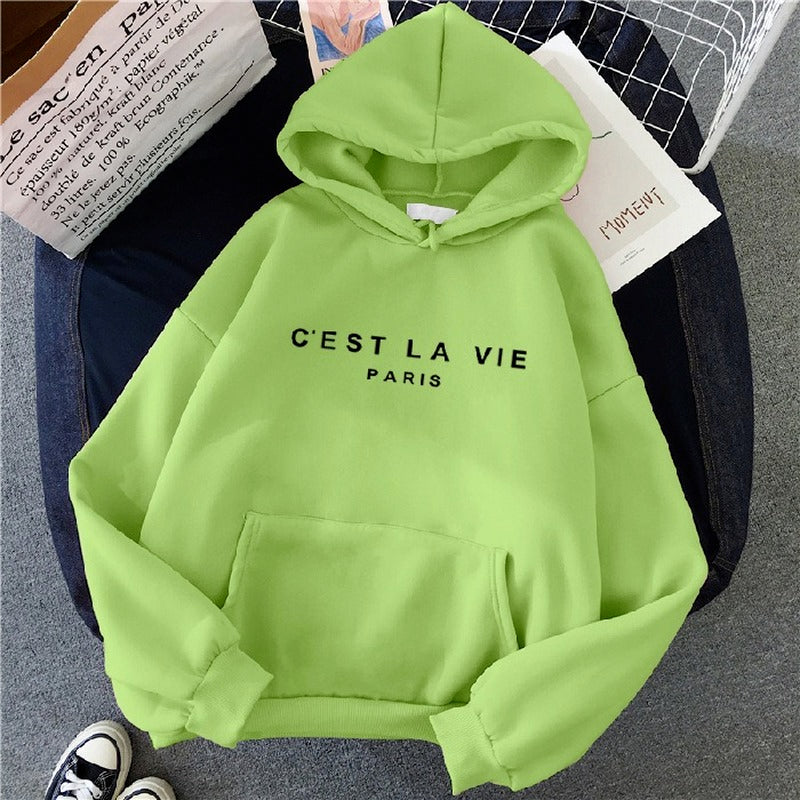 Cest La Vie hoodie available in multiple colours