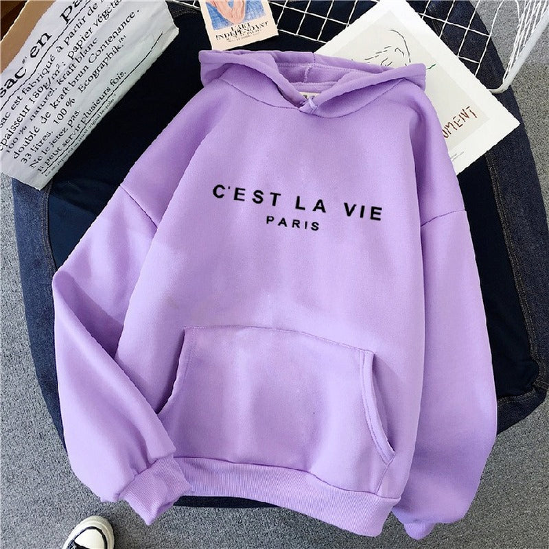 Cest La Vie hoodie available in multiple colours
