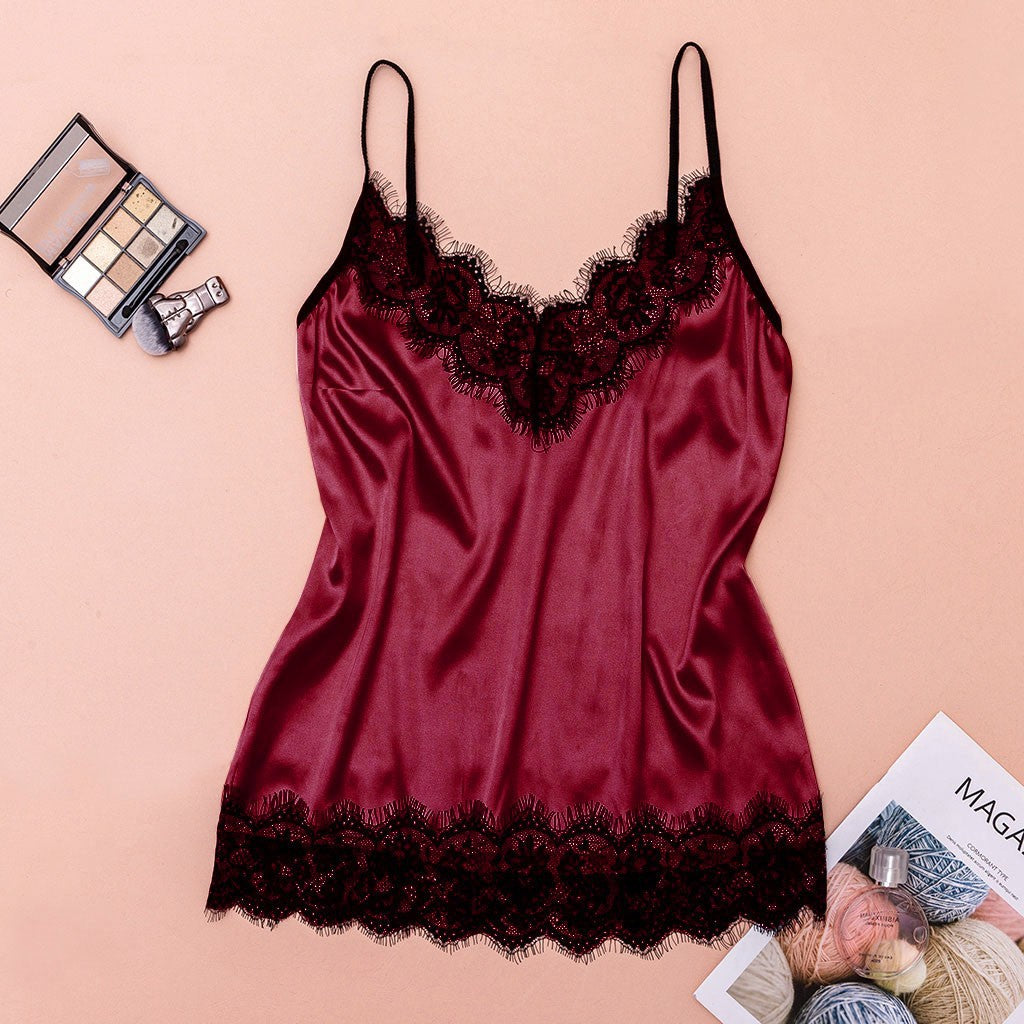 European and American lace sexy pajamas three-piece suit