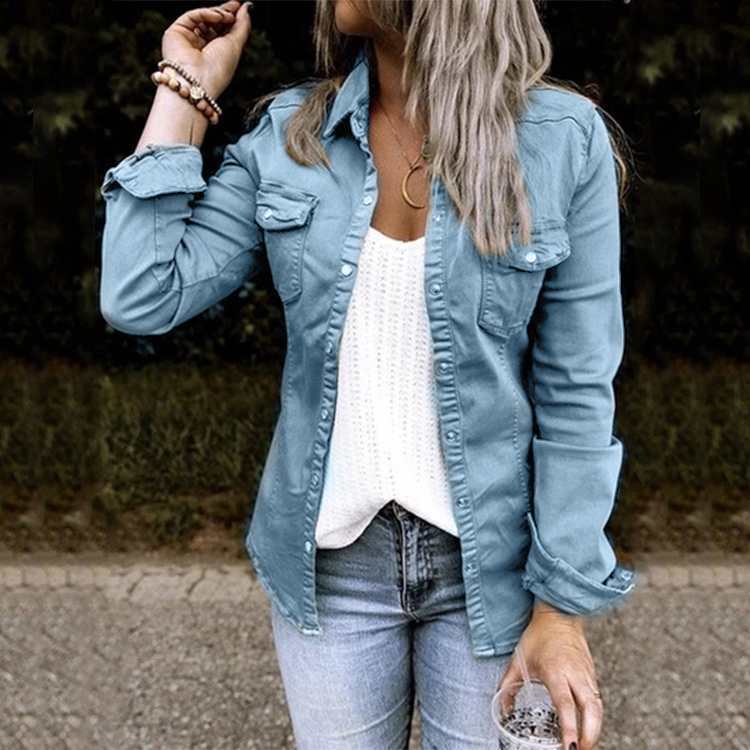 Mid-length Ripped Denim Shirt Jacket