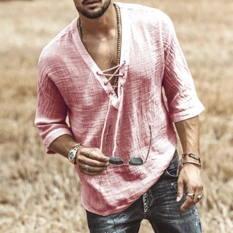 Bedruckte Spitze Mittelarm T-Shirt Herren