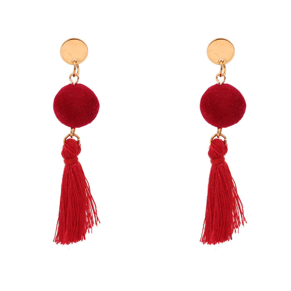 European and American fashion retro plush ball wool soda earrings