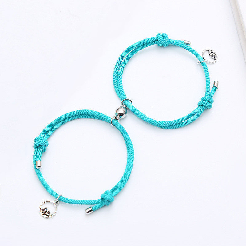 Eachother couple bracelet pair of men and women magnets attract each other braided hand rope