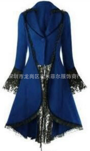 Amazon new long sleeve waist waist lace panels tuxedo women's coat