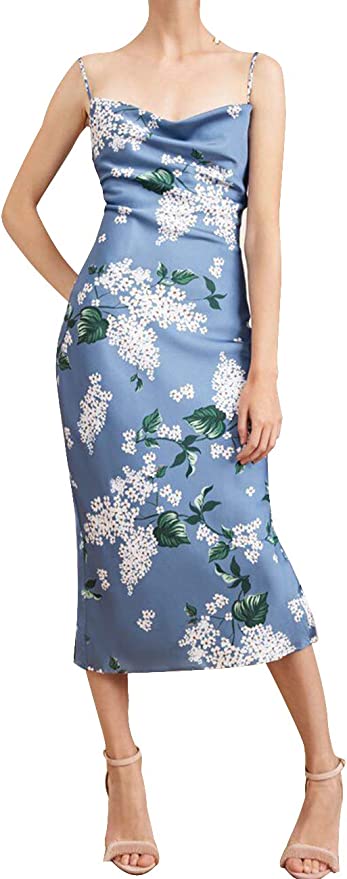 Casual Midi Spaghetti Strap Satin Dress