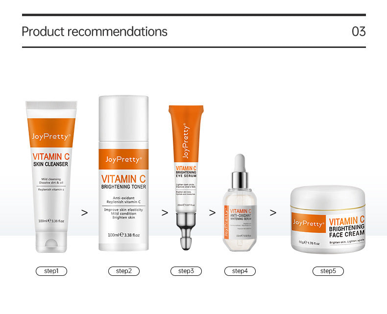 Vitamin C set Vitamin C face cream skin brightening kit, moisturizing 5-piece facial skin care kit, spot wholesale