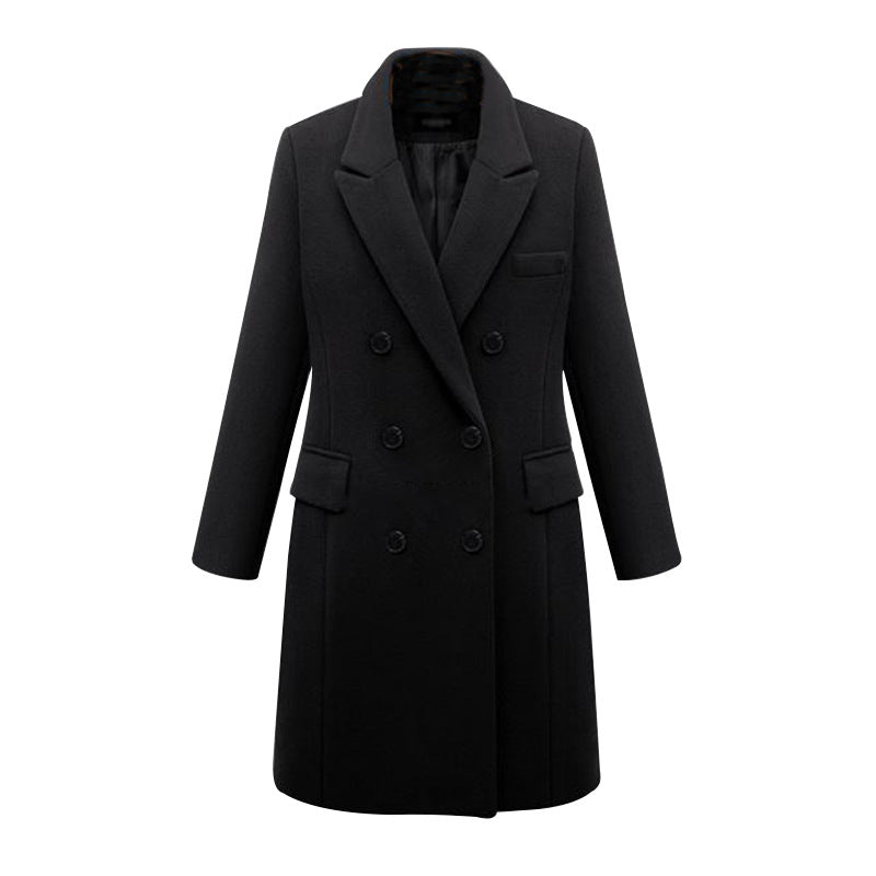 Large size windbreaker female long woolen women's wool coat autumn