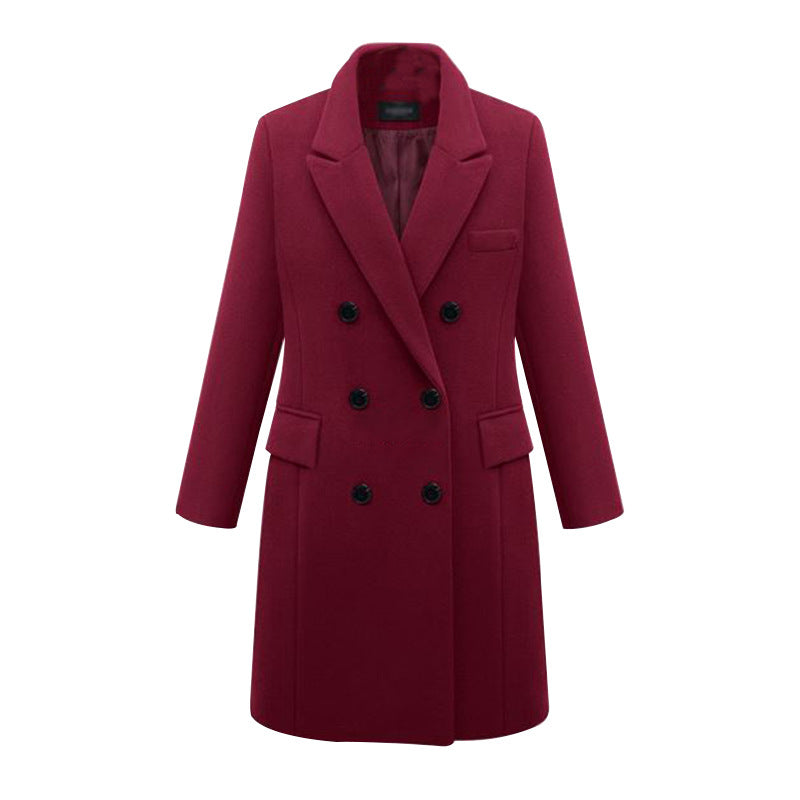 Large size windbreaker female long woolen women's wool coat autumn