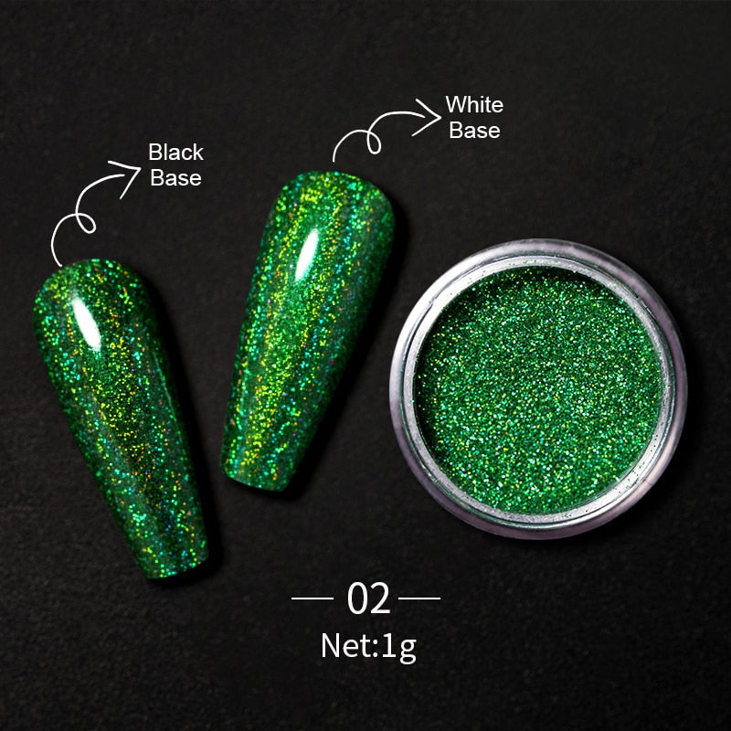 1 Box Hot Sale Holographics Nail Powders Laser Shiny Nail Glitters Dust Decorations For Nail Art Chrome Pigment DIY Accessories