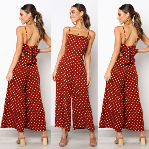Elegant Sexy Jumpsuits Sleeveless Polka Dots