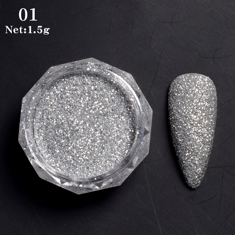 1 Box Hot Sale Holographics Nail Powders Laser Shiny Nail Glitters Dust Decorations For Nail Art Chrome Pigment DIY Accessories