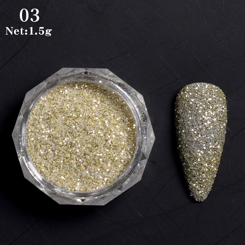 1 Box Hot Sale Holographics Nail Powders Laser Shiny Nail Glitters Dust Decorations For Nail Art Chrome Pigment DIY Accessories