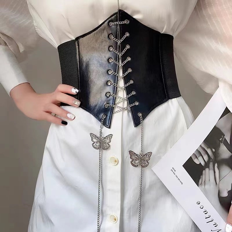 Corset Wide Belt PU Leather Body Shapewear Girdle