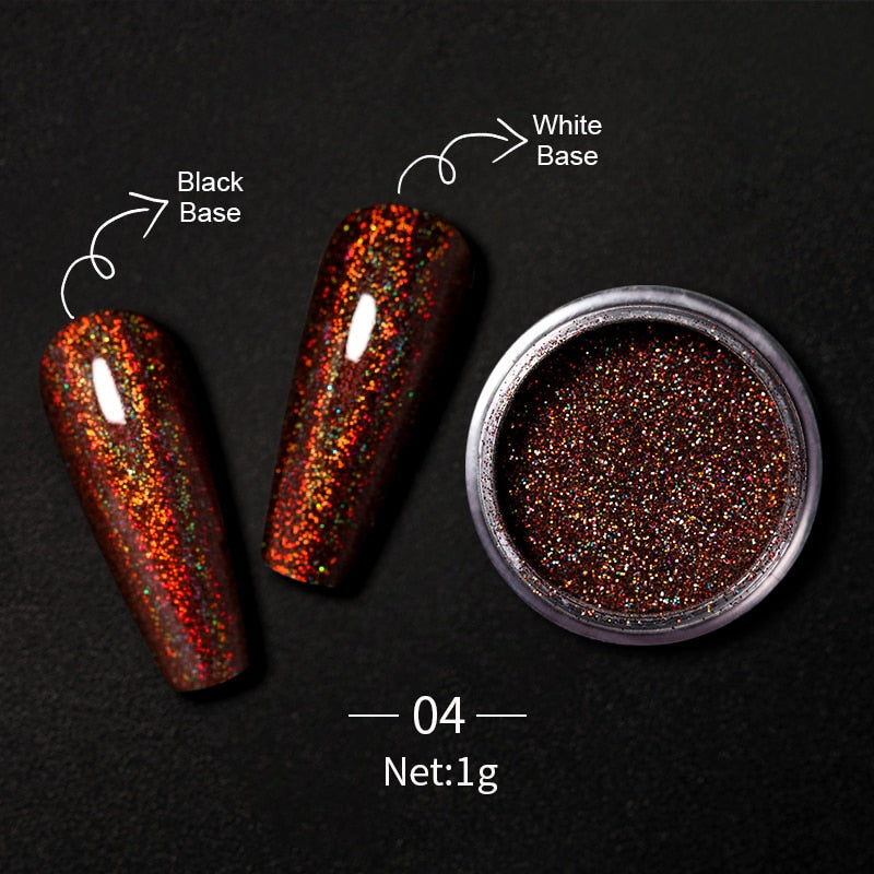 1 Box Hot Sale Holographics Nail Powders Laser Shiny Nail Glitters Dust Decorations For Nail Art Chrome Pigment DIY Accessories
