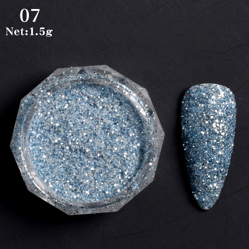 1 Box Hot Sale Holographics Nail Powders Laser Shiny Nail Glitters Dust Decorations For Nail Art Chrome Pigment DIY Accessories