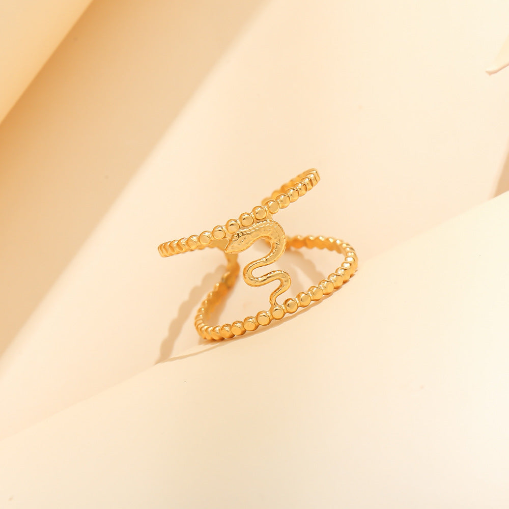 Stainless steel serpentine ring personality creative punk wind titanium steel finger ring hand