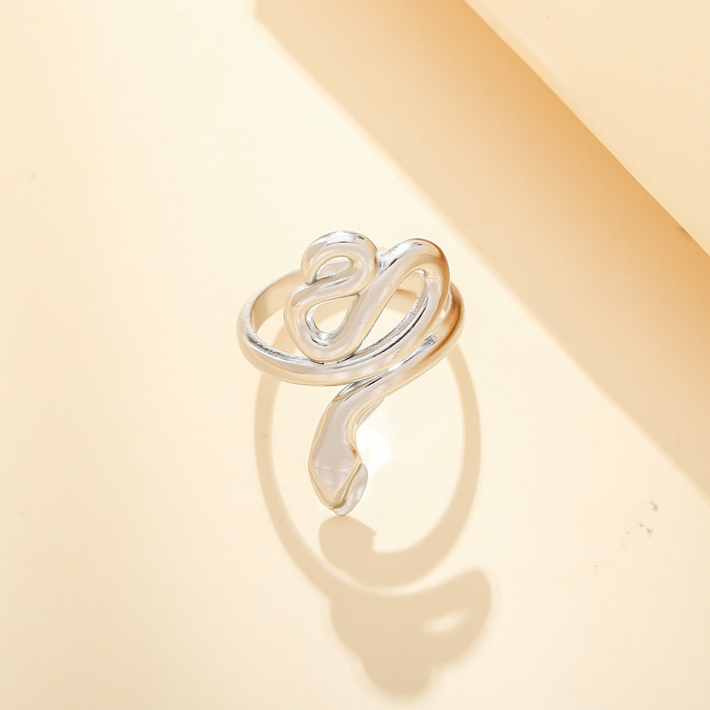 Stainless steel serpentine ring personality creative punk wind titanium steel finger ring hand