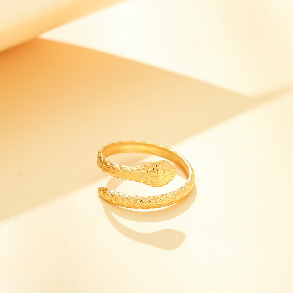 Stainless steel serpentine ring personality creative punk wind titanium steel finger ring hand
