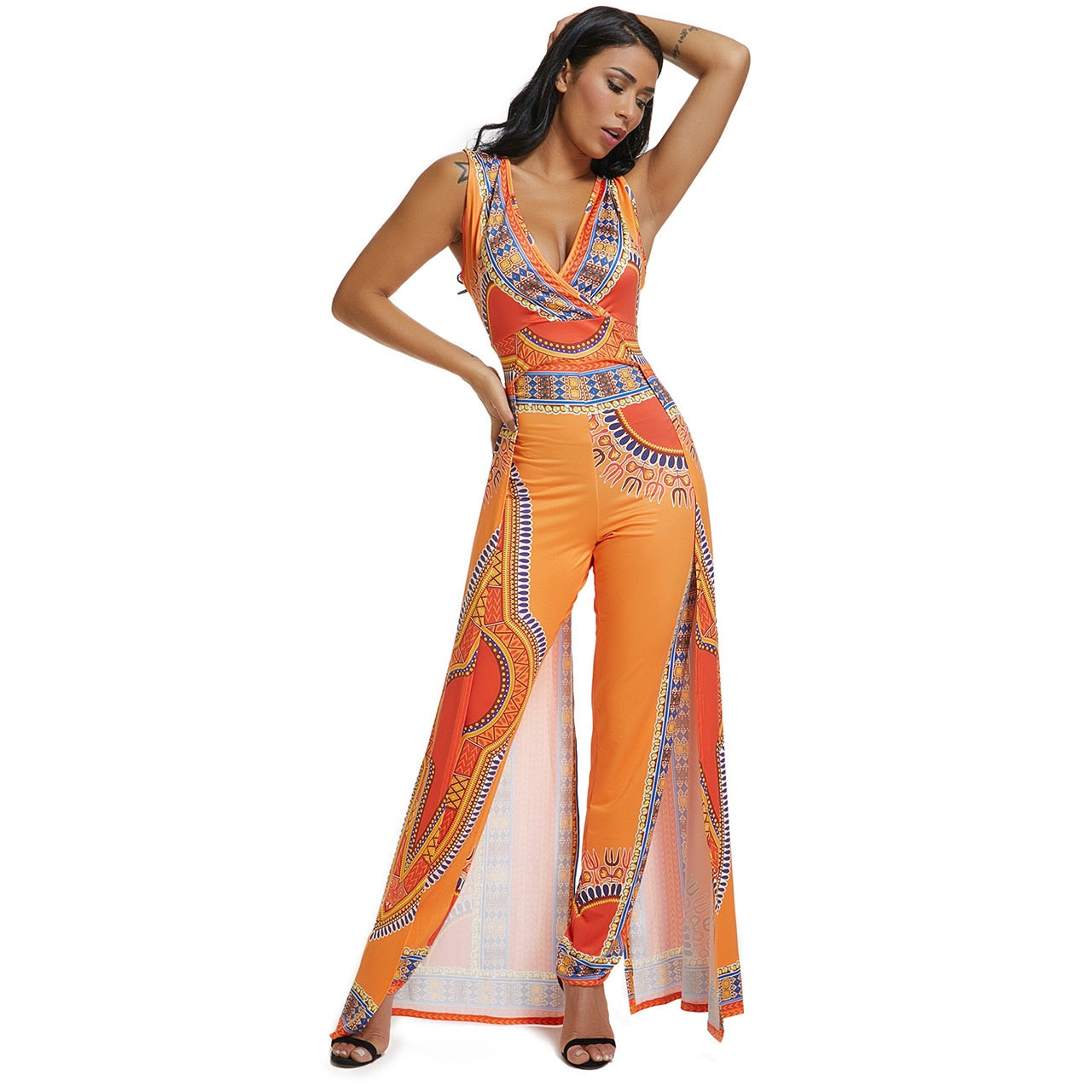 Traditional Kaftans Sets Fashion Ethnic Printing Casual Sleeveless
