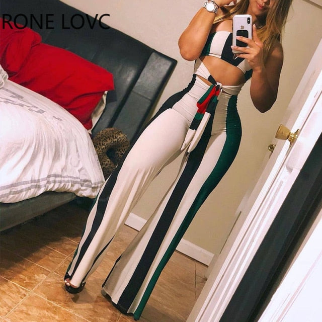 Women Striped Colorblock Lace up Cutout Bandeau Jumpsuit ,Summer Sexy Romper Jumpsuit