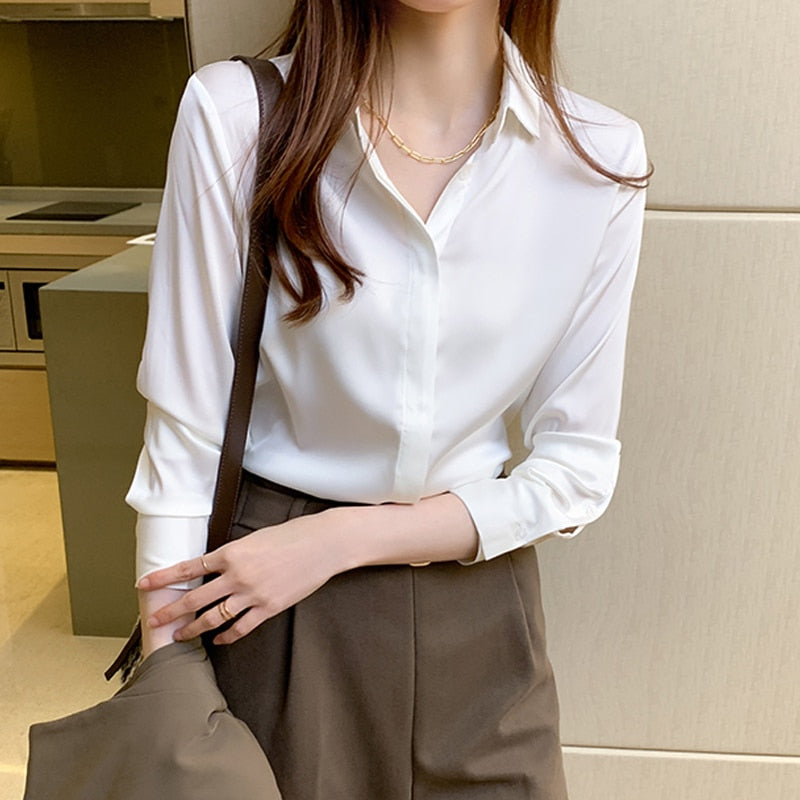 Hidden Buttons Silk Dress Shirt