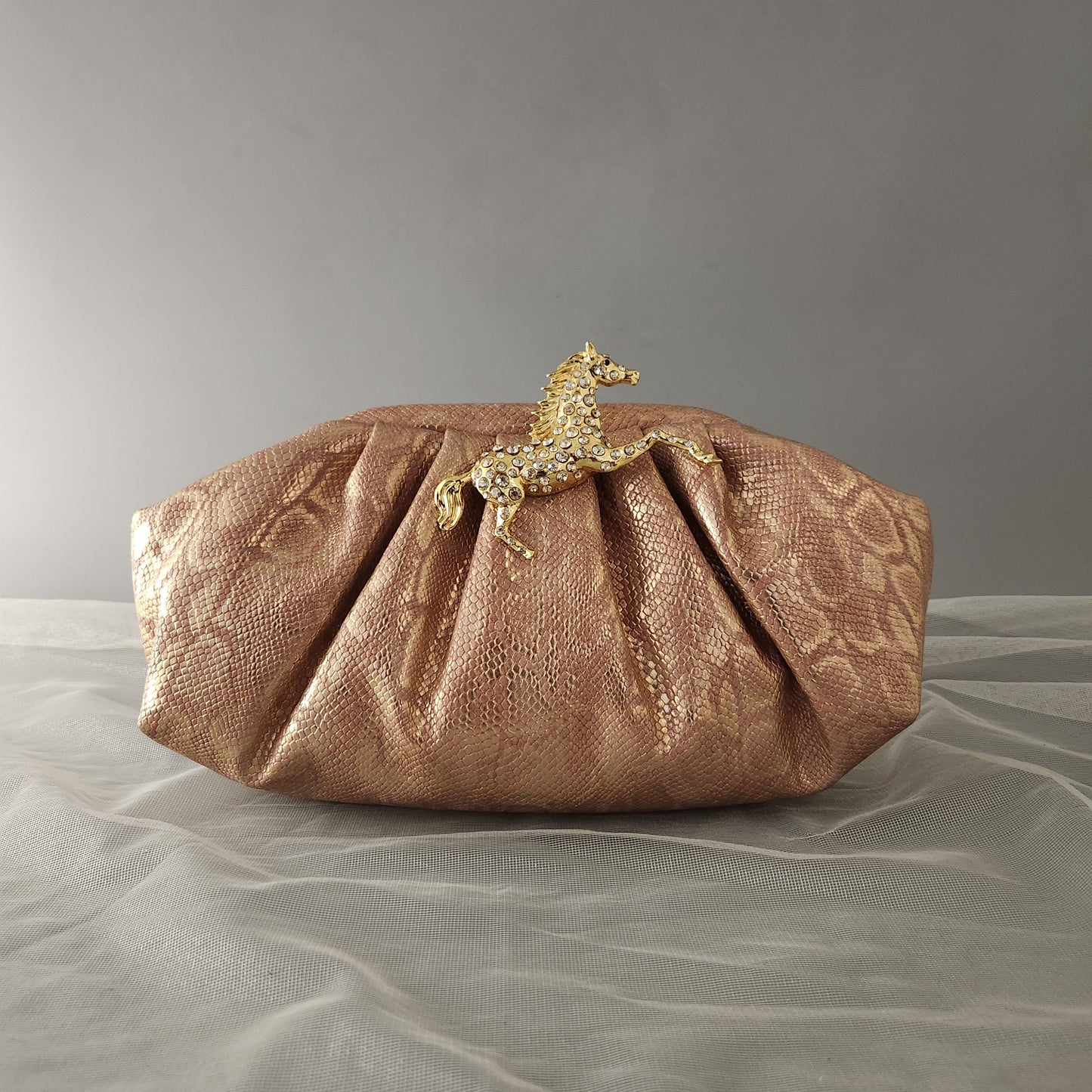 Rose Bronze Stallion Cloud Clutch