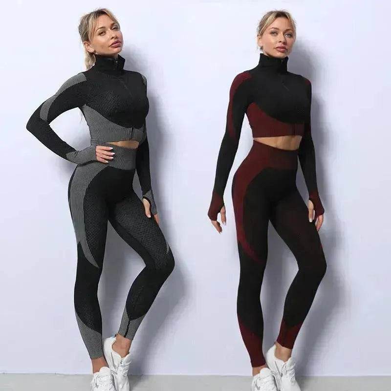 Women 3PCS Gym Set Seamless Sport Yoga Set Leggings Crop Bra Top  Fitness Gym Set Outfit