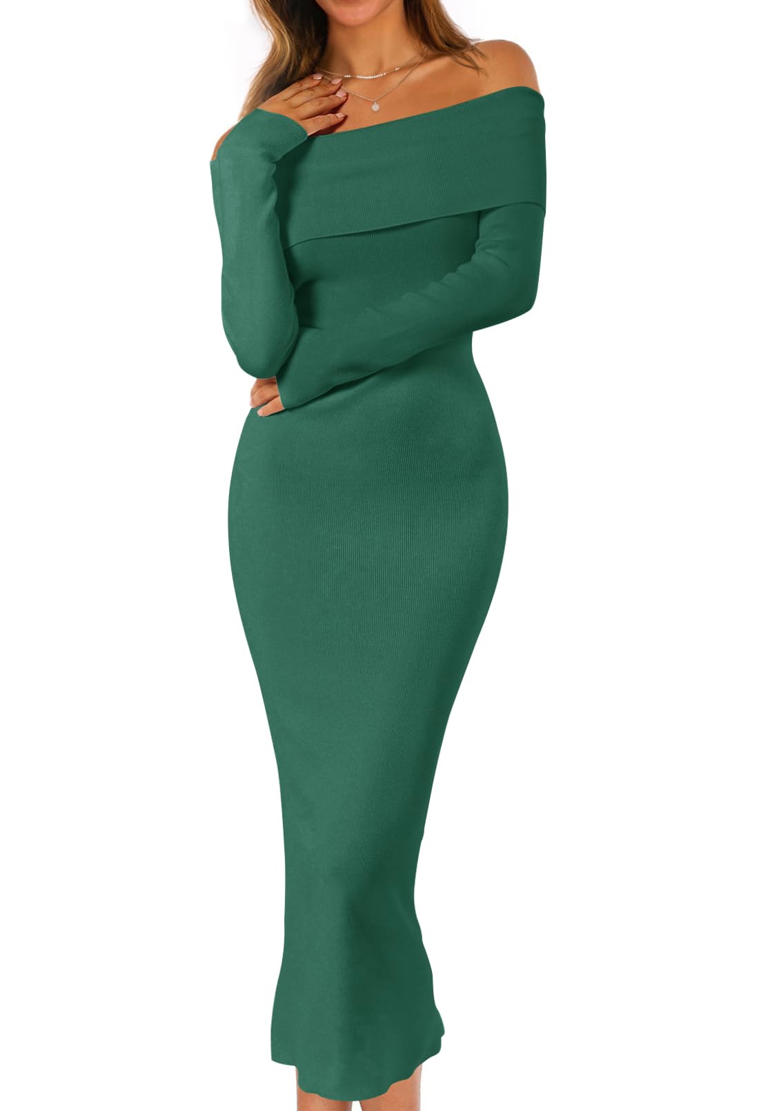 MEROKEETY Women's Fall Off Shoulder Bodycon Sweater Dress 2025 Formal Long Sleeve Elegant Club Party Midi Maxi Dresses *  #sponsored