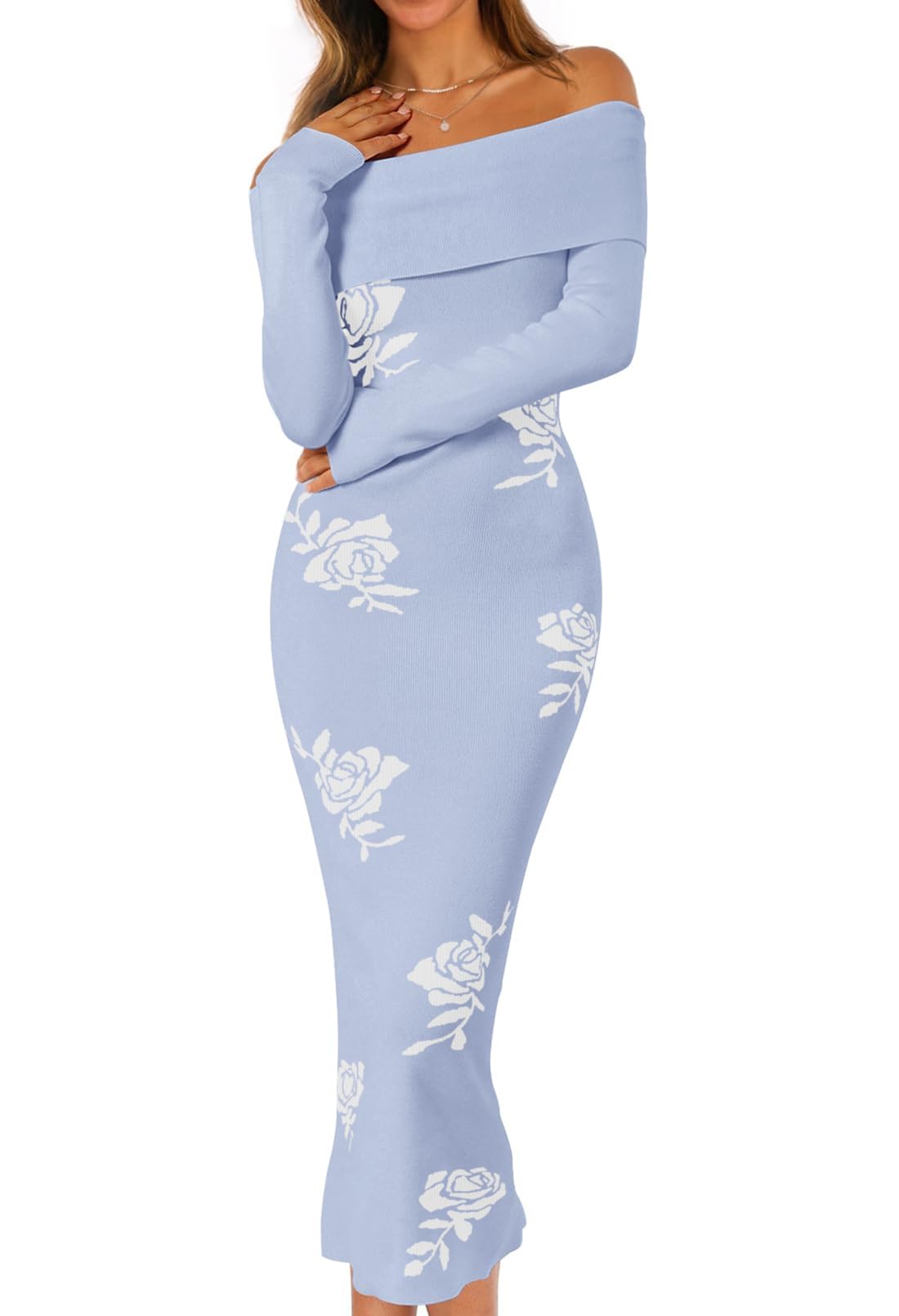 MEROKEETY Women's Fall Off Shoulder Bodycon Sweater Dress 2025 Formal Long Sleeve Elegant Club Party Midi Maxi Dresses *  #sponsored