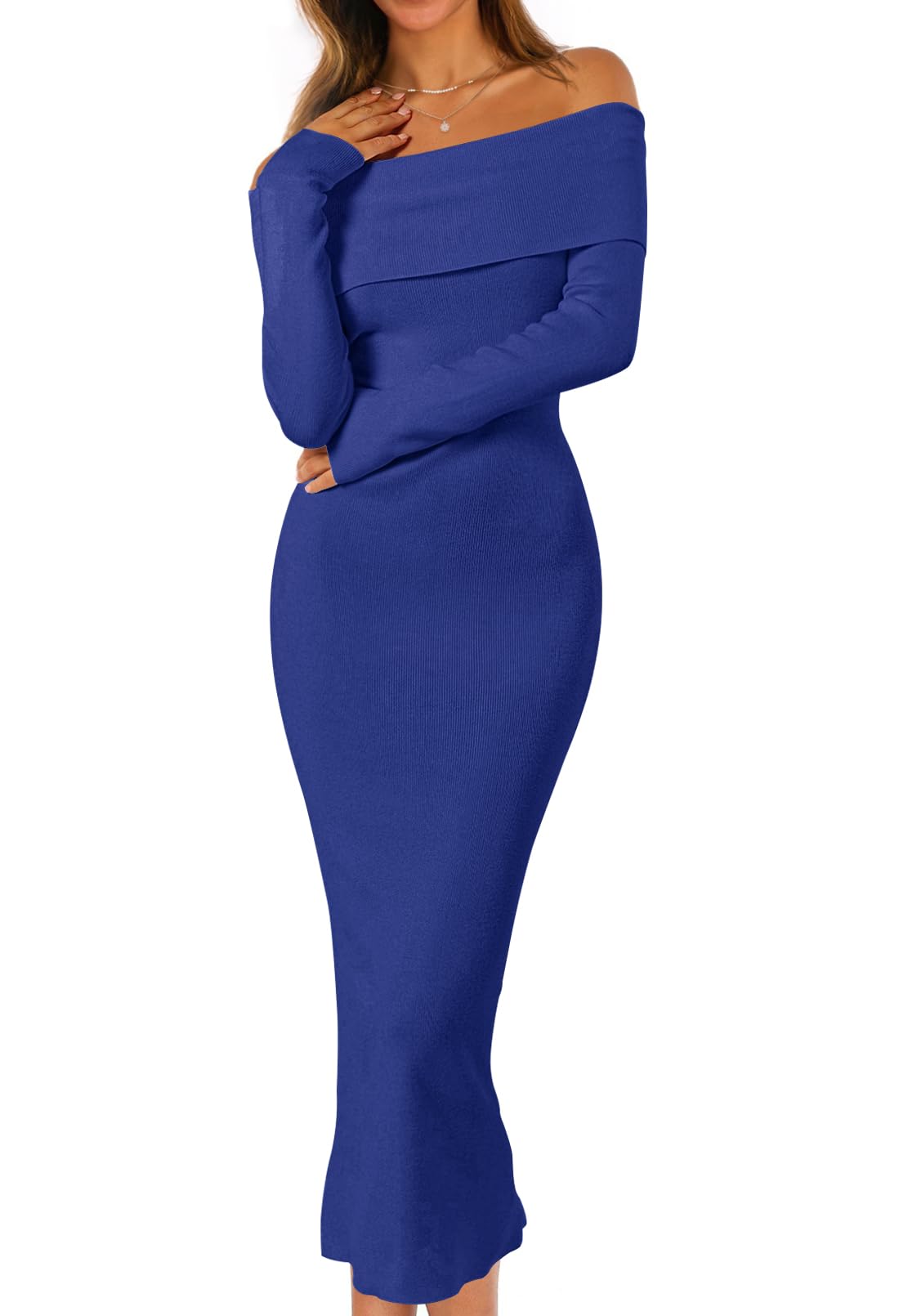 MEROKEETY Women's Fall Off Shoulder Bodycon Sweater Dress 2025 Formal Long Sleeve Elegant Club Party Midi Maxi Dresses *  #sponsored