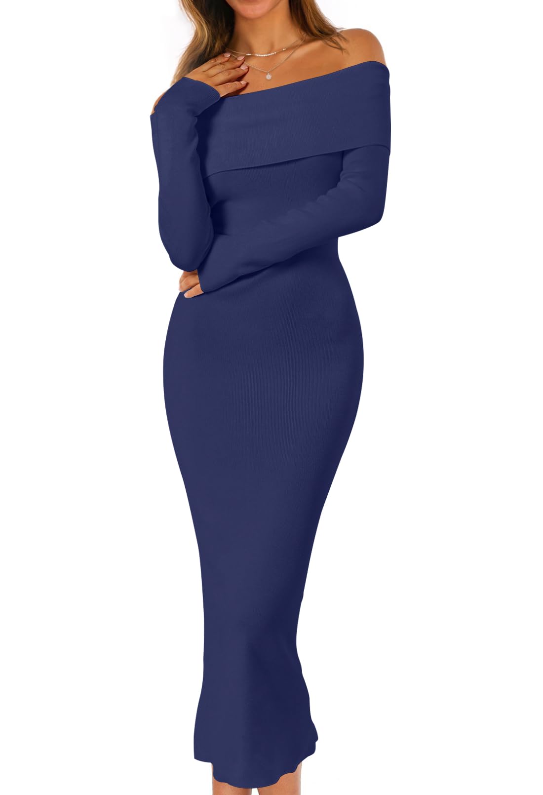 MEROKEETY Women's Fall Off Shoulder Bodycon Sweater Dress 2025 Formal Long Sleeve Elegant Club Party Midi Maxi Dresses *  #sponsored