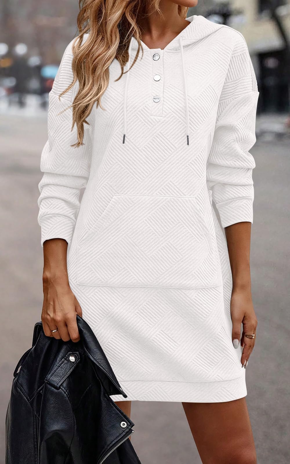 PRETTYGARDEN Womens Long Sleeve Hoodies Dress 2025 Fall Texture Button Oversized Sweatshirts Winter Dresses with pockets *  #sponsored