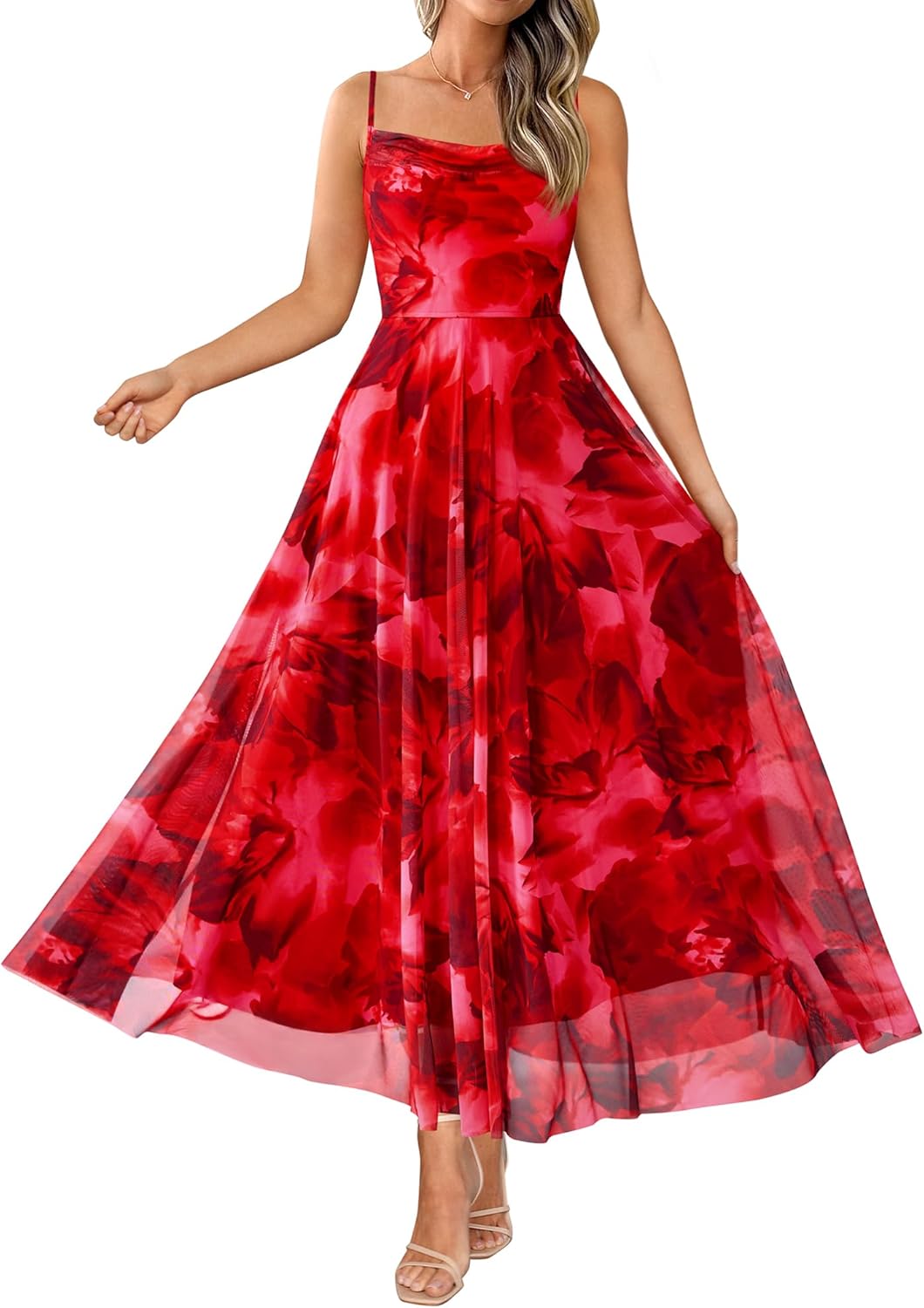 BTFBM Women Summer Floral Maxi Dresses Elegant Spaghetti Strap Dress Printed Party Dress Beach Long Dresses