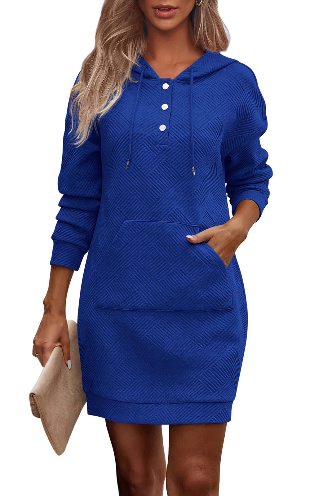 PRETTYGARDEN Womens Long Sleeve Hoodies Dress 2025 Fall Texture Button Oversized Sweatshirts Winter Dresses with pockets *  #sponsored